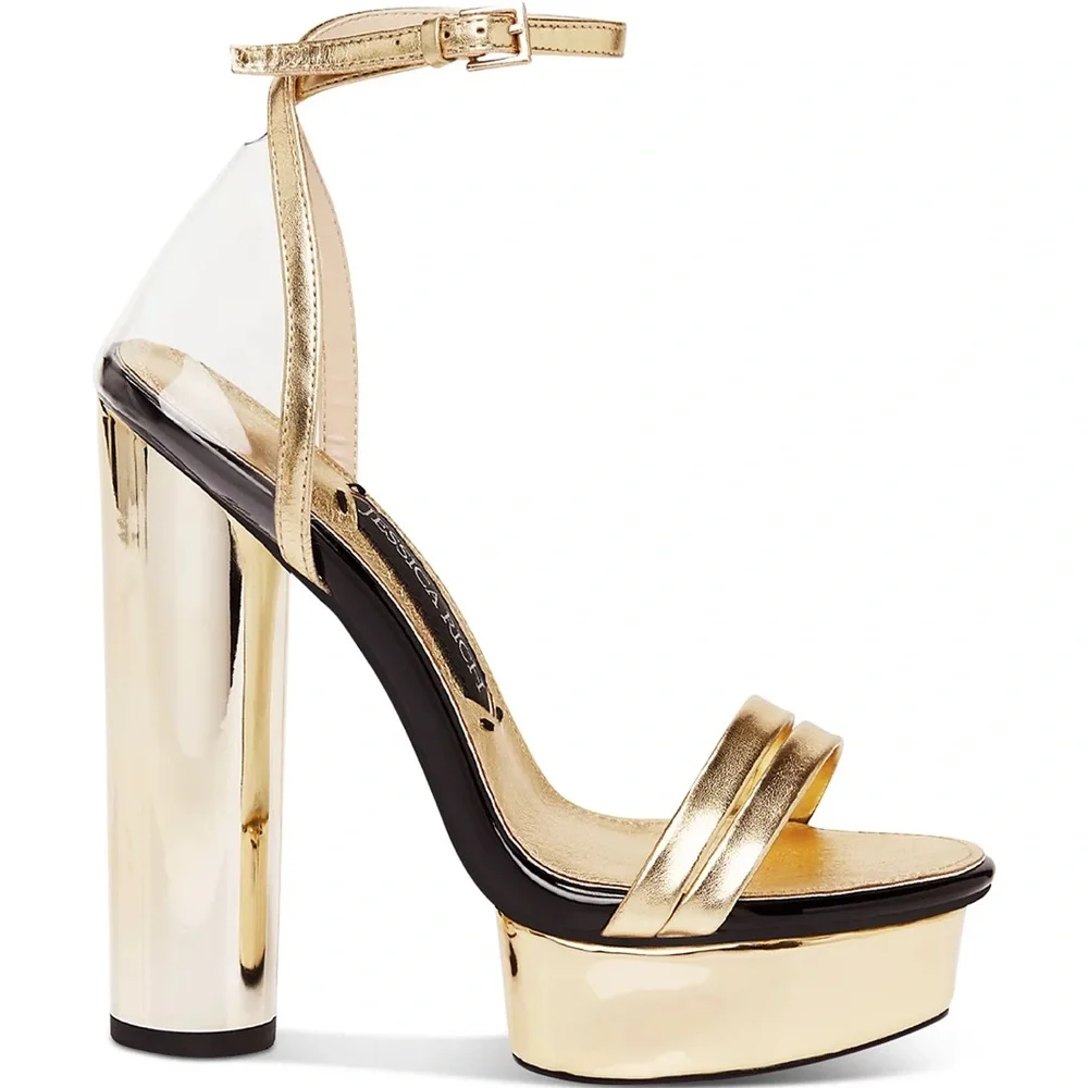 ❤️❤️ Jessica Rich Women's GPS Gold Ankle Strap Platform Sandals❤️new